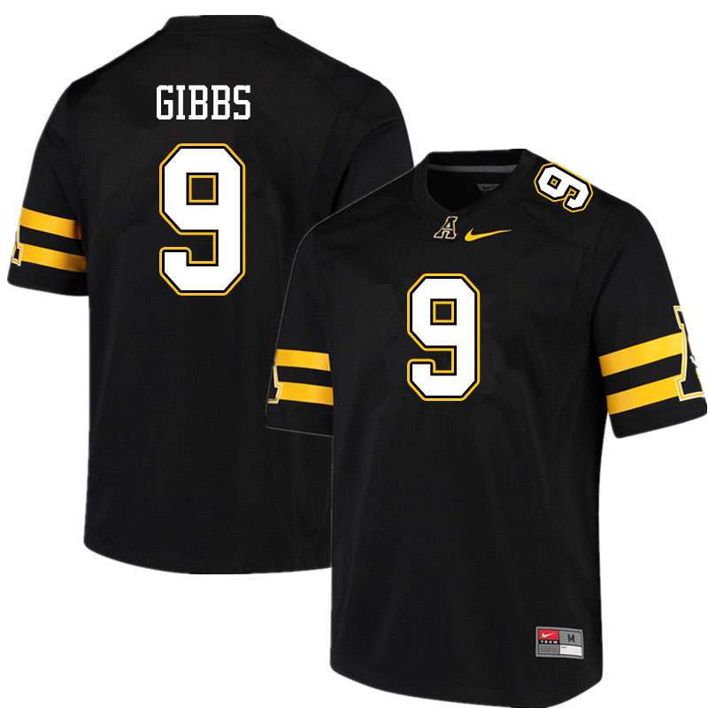 Men #9 Jackson Gibbs Appalachian State Mountaineers College Football Jerseys Sale-Black